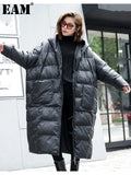 Big Size Long Hooded Cotton-padded Coat Long Sleeve Loose Fit Women Parkas Fashion Tide New Autumn Winter 2022