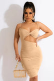 Sexy Straps Cut Out Backless Ruffles Bodycon