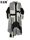 Women White Striped Back Long Big Size Blouse New Lapel Long Sleeve Loose Fit Shirt Fashion Spring Autumn 2023