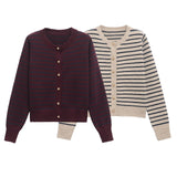 Homemade New Women's Classic Fashion Striped Knitted Coat