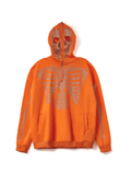 2023 Street Trend Orange Rhinestone Bone Gothic y2k Extra Loose Hoodie Rhinestone
