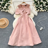 Elegant Dress Women's Dinner Party Dress Hearty Shoulder V Neck Waist Temperament Elegant