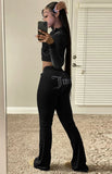 Beaded Letter Hoody Velour