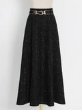Casual Black Skirt For Women High Waist A Line Solid Minimalist Midi Skirts Female Korean Fashion Clothing 2021