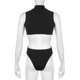 Sexy Cut Out Backless Body Suits Women Night Club Outfit Techwear Black Sleeveless Backless Bodysuit Top