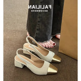 Fragrant Wind Coarse Heel High Heels French Small Sandals Women 2025 Spring And Summer New Temperament Square Head With Skirt Single