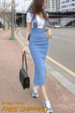 arrival fashion women casual skirt autumn denim skirt split sexy elegant temperament simple young blue wild bodycon