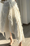Irregular Ruffles Dobby Asymmetrical High Waist Tassels Halfbody Skirt Female Bottoms Women Fashion Tide
