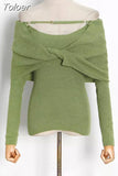 Solid Sexy Sweater For Women Slash Neck Long Sleeve Cut Out Slim Knitting Pullover Female Korean Fashion Clothing 2023