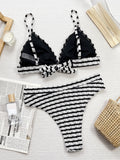 Toloer Single Swimsuit Lady Split Swimsuit Black And White Contrast Sexy Bikini D858W-Outfit
