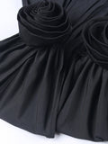 Fashion Women's Vest Slash Neck Sleeveless Spliced Appliques Hollow Out Pleated Solid Color Tops Summer 2023 New