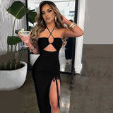Sleeveless Sexy Female Midi Backless Dresses Night Club Party Y2k Women's Dress Bodycon Vestidos Elegantes Para Mujer
