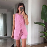 Summer New Women's Buttons Solid-Colored Broad Leg Pants Temperament Commut Fashion