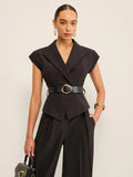Temperament Commuting Trousers Senior Sleeveless Set Waist Trouser Trouser Top Suit Suit