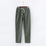 Spring Summer Casual Cotton Linen Pants Women Elastic Waist Solid Pockets Retro Loose Women's Harem Pants Trousers