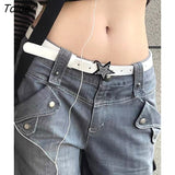 Subculture Fashion Women Belts Y2K Streetwear PU Leather Star Buckle Jeans Decorative Ladies Kpop Retro Decorative