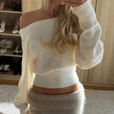 White Ribbed Off-shoulder Top-Outfit