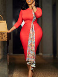 Plus-Size Women's 2025 Temperament OL Elegant Pencil Skirt Bag Hip Spliced African