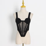 Toloer Hollow Out Inside The Jacket Spring 2024 New Fashion Fish Bone Bundle Waist Fish Bone Handmade Hook Flower Knit Vest-Outfit