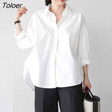 Lady Cotton White Blouse Women 2023 Long Sleeve Loose Women Shirts Casual Loose Button Shirt Tops Female Clothing