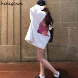 Jackets for Women Harajuku Print Oversized Outwear Y2k Tops Clothes for Teens Korean Fashion Denim Coat Ropa