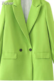 2023 Women Double Breasted Loose Blazer Office Lady Loose Classic Coat Basic Suit Jacket Female Chic Outwear