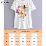 Loose Retro Print T Shirt Women Short Sleeve O Neck Cotton Tshirt Shirts Summer 2023 Woman tshirts Oversize Tops