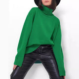 Selling Solid Women's Knitting Knitting Jacket High-Collar Sweater Loose