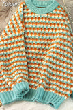 Women Sweater O Neck Pullover Chic Thicken Striped Sweaters Winter Clothes Sweet Jumper Leisure Loose