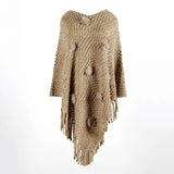 Hairball Knitted Women Sweater Autumn Winter Shawls Ladies White Pullover Knitted Shawl Outwear Cape Poncho