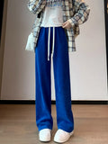 New Autumn Winter Women's High Waist Plus Velvet Wide Leg Pants Women Straight Warm Loose Trousers New Korean Lace Up