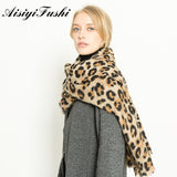 Animal Print Women Winter Warm Scarf Women Leopard Scarfs for Ladies Pashmina Faux Fur Shawl Femme Bandana New