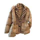 2022 Winter Oversized Woolen Tweed Patchwork Women Jacket Warm Down Parka Oversized Outwear Women Windproof Basic