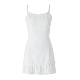 Dress Women Sleeveless Spaghetti Strap Tie-up Front Ruffle Hem Mini Dress y2k Clothes 2000s Aesthetic Lace