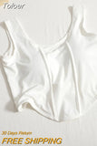 Cotton Women Solid Tank Tops With Bra Pad Y2K Crop Tops Knitted Irregular Hem Camis For Women Motion Tops