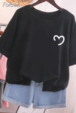 100 Cotton L-5XL Plus Size T Shirt Love Print Tshirt Short Sleeve Women's Tops Summer Kawaii Couple O Neck T