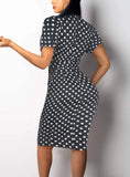 Printed Elegant O-Neck Short Sleeves Midi