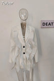 Fashion Women's Blazer New Notched Loose Single Breasted Spliced Mesh Long Sleeve Suit Jackets Female Summer 2023