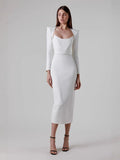 New Women's Autumn New Horn Long-Sleeved Belt Dress Fashion