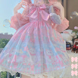Party Sannian Women Dress Japanese Sweet Bow Dreamcatcher Lolita Sleeveless Lace Suspender Dresses Women Clothes