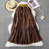 Half-Dress Women's Dress 2025 Summer Small Medium Long Leisure High-Rise Thin Thong Ponve Cake