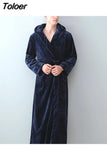 Winter Flannel Nightgown Plus Velvet Thick and Warm Couple Men Long Style Pajamas Ladies Cute and Comfortable
