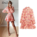 Print Shirt Dress Sexy Fashion Spring Summer Long Sleeve Casual Sashes Robe Chemise Femme Za 2021 Women Vestidos