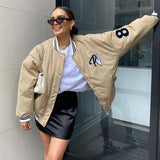 Y2k Green Print Fashion Baseball Bomber Coat 2021 Autumn Winter Oversized Patchwork Jacket Varsity Women Casual
