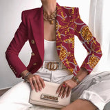 New Women's Coat Season Printing Xiaoxi Decoration Fashion Short Double Buckle Top