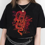 tshirts goth Harajuku tops Butterfly lightning print Loose Short Sleeve kawaii anime t shirt 2023 NEW plus size