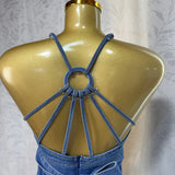 Women's Summer New Sexy Fashion V-Neck Suspension With Denim Dress Cake