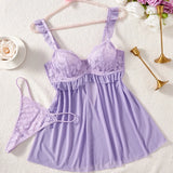 Yarn Pajamas Set Fashion Sexy Bra Steel Ring Gathered Thin Cup Seduced