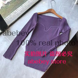 new spring and summer fashion women clothes sqaure collar full sleeves elastic high waist sexy pullover
