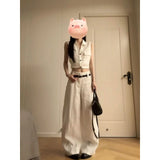 Fashion Temperament Sleeveless Shirt Shirt Top High Waist Straight Casual Trousers